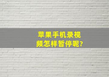 苹果手机录视频怎样暂停呢?