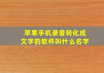 苹果手机录音转化成文字的软件叫什么名字