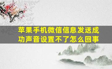 苹果手机微信信息发送成功声音设置不了怎么回事