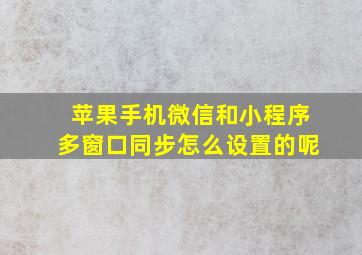 苹果手机微信和小程序多窗口同步怎么设置的呢