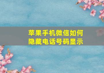 苹果手机微信如何隐藏电话号码显示