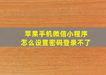 苹果手机微信小程序怎么设置密码登录不了