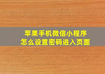 苹果手机微信小程序怎么设置密码进入页面