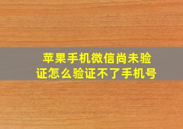 苹果手机微信尚未验证怎么验证不了手机号