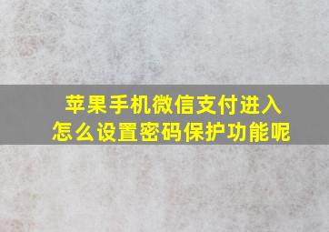 苹果手机微信支付进入怎么设置密码保护功能呢