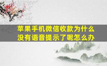 苹果手机微信收款为什么没有语音提示了呢怎么办