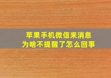 苹果手机微信来消息为啥不提醒了怎么回事