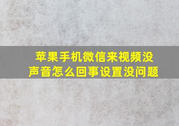 苹果手机微信来视频没声音怎么回事设置没问题