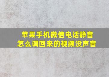 苹果手机微信电话静音怎么调回来的视频没声音