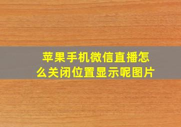 苹果手机微信直播怎么关闭位置显示呢图片