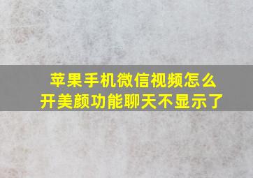 苹果手机微信视频怎么开美颜功能聊天不显示了