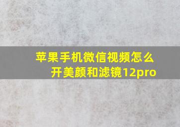 苹果手机微信视频怎么开美颜和滤镜12pro