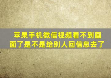 苹果手机微信视频看不到画面了是不是给别人回信息去了