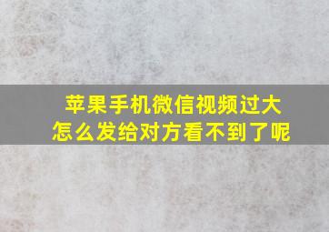 苹果手机微信视频过大怎么发给对方看不到了呢