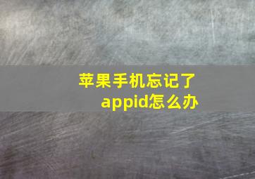 苹果手机忘记了appid怎么办