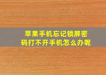 苹果手机忘记锁屏密码打不开手机怎么办呢