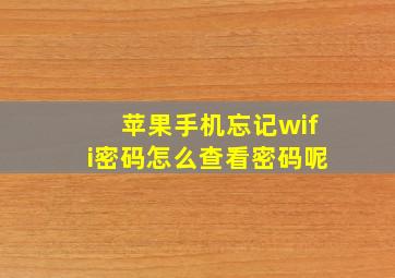 苹果手机忘记wifi密码怎么查看密码呢