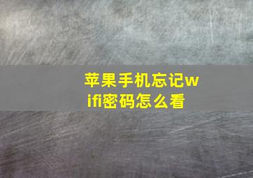 苹果手机忘记wifi密码怎么看