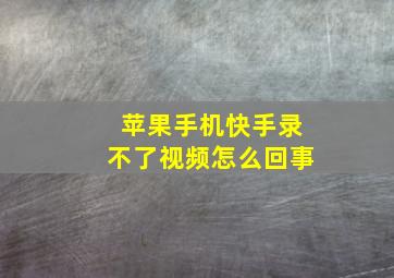 苹果手机快手录不了视频怎么回事