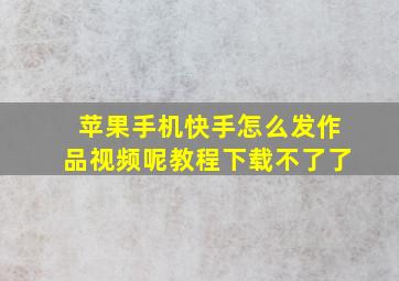 苹果手机快手怎么发作品视频呢教程下载不了了