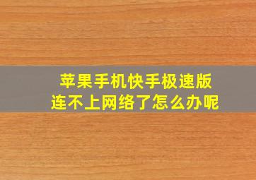 苹果手机快手极速版连不上网络了怎么办呢