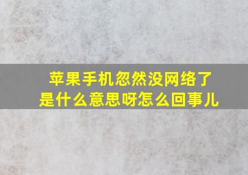 苹果手机忽然没网络了是什么意思呀怎么回事儿