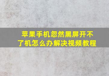 苹果手机忽然黑屏开不了机怎么办解决视频教程