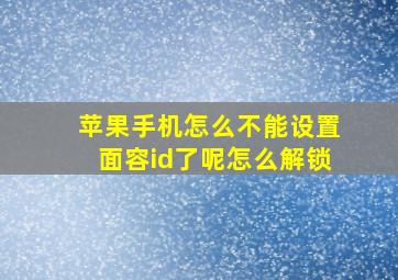 苹果手机怎么不能设置面容id了呢怎么解锁