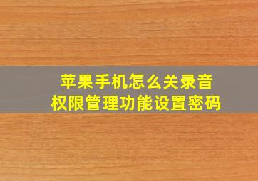 苹果手机怎么关录音权限管理功能设置密码