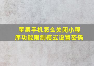 苹果手机怎么关闭小程序功能限制模式设置密码