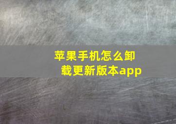 苹果手机怎么卸载更新版本app