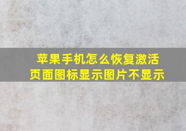 苹果手机怎么恢复激活页面图标显示图片不显示