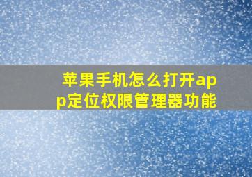 苹果手机怎么打开app定位权限管理器功能