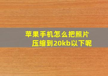 苹果手机怎么把照片压缩到20kb以下呢