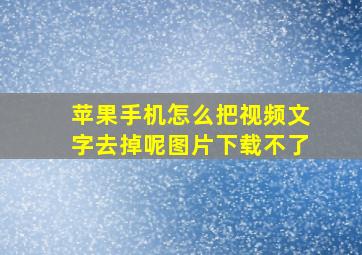 苹果手机怎么把视频文字去掉呢图片下载不了