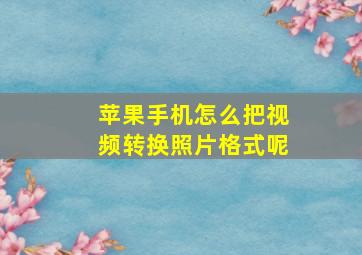 苹果手机怎么把视频转换照片格式呢