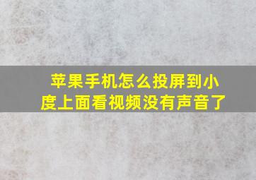 苹果手机怎么投屏到小度上面看视频没有声音了