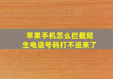 苹果手机怎么拦截陌生电话号码打不进来了