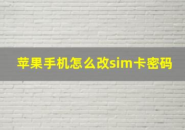 苹果手机怎么改sim卡密码