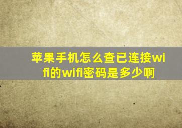 苹果手机怎么查已连接wifi的wifi密码是多少啊