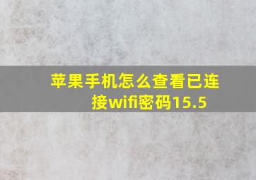 苹果手机怎么查看已连接wifi密码15.5