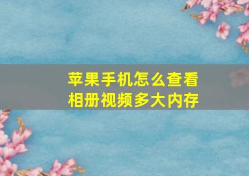 苹果手机怎么查看相册视频多大内存