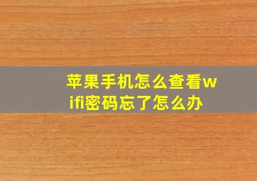 苹果手机怎么查看wifi密码忘了怎么办