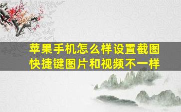 苹果手机怎么样设置截图快捷键图片和视频不一样