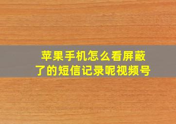 苹果手机怎么看屏蔽了的短信记录呢视频号