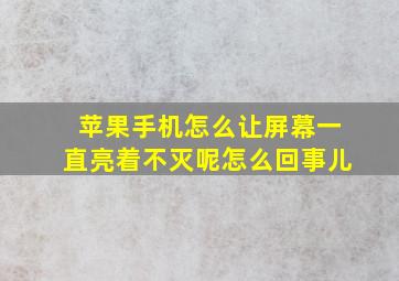 苹果手机怎么让屏幕一直亮着不灭呢怎么回事儿