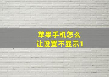 苹果手机怎么让设置不显示1