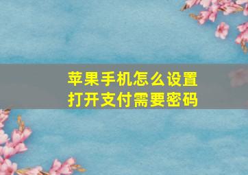 苹果手机怎么设置打开支付需要密码