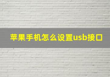 苹果手机怎么设置usb接口