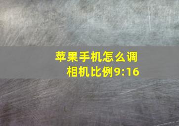 苹果手机怎么调相机比例9:16